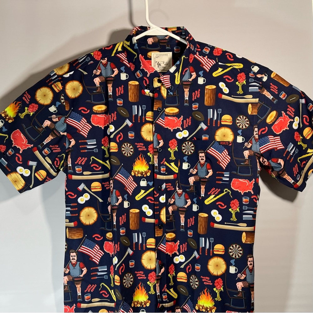 RSVLTS Men XL City of Pawnee Parks Rec Ron Swanson Shirt of Greatness Kunuflex.